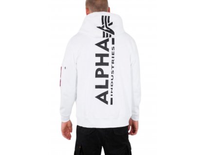 Alpha Industries BACK PRINT ZIP HOODY white pánska mikina