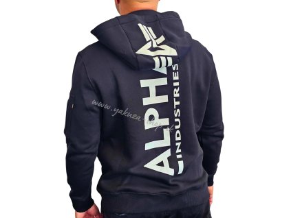 Alpha Industries BACK PRINT ZIP HOODY black pánska mikina 1