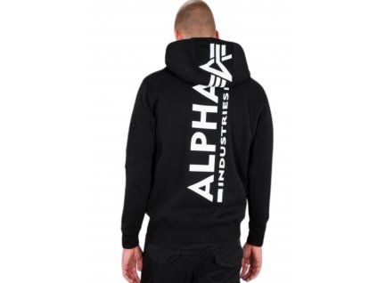 Alpha Industries BACK PRINT ZIP HOODY black pánska mikina