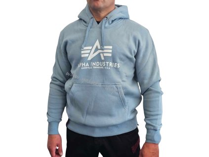 Alpha Industries Basic Hoody pánska mikina grey blue 1