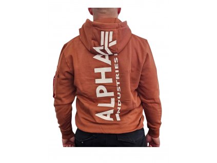 Alpha Industries Back Print Hoody pánska mikina hazel brown 1