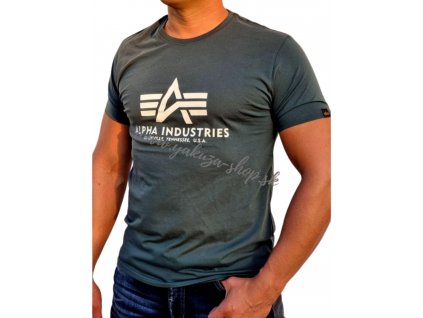 Alpha Industries Basic T Shirt Navy Green tričko pánske 1