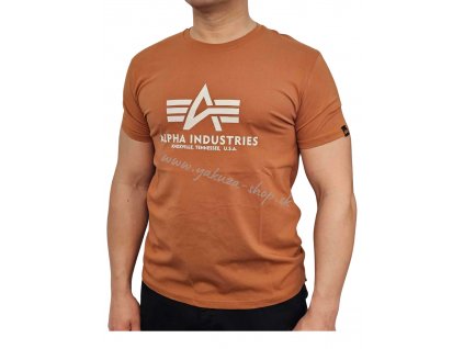 Alpha Industries Basic T Shirt Hazel Brown tričko pánske