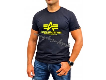 Alpha Industries Basic T Shirt Neon Print Black Neon Yellow tričko pánske 6