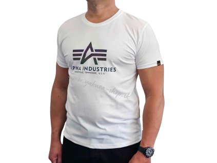 Alpha Industries Basic Rainbow Reflective T Shirt White tričko pánske 1