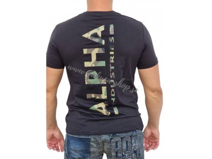 Alpha Industries BACKPRINT T black/wood tričko pánske