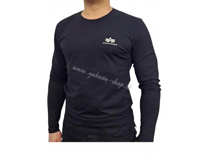 Alpha Industries Basic LS Small Logo Black pánske s dlhým rukávom  1