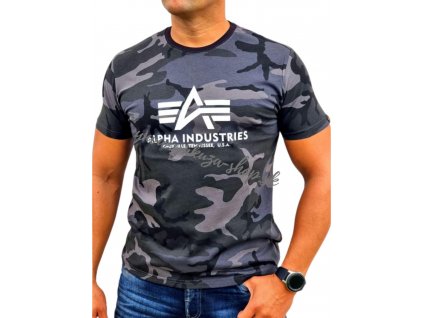 Alpha Industries Basic T Shirt Camo tričko pánske black camo