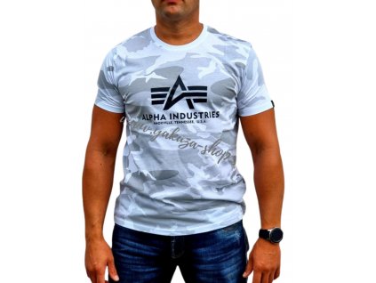 Alpha Industries Basic T Shirt Camo tričko pánske white camo 1