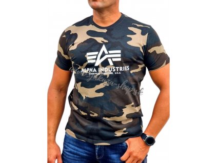 Alpha Industries Basic T Shirt Camo tričko pánske woodl camo