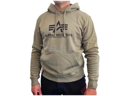 Alpha Industries Basic Hoody pánska mikina olive 1