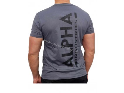 Alpha Industries BACKPRINT T greyblack black tričko pánske 1