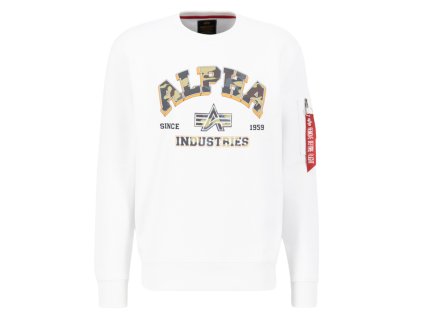 Alpha Industries mikina pánska COLLEGE CAMO Sweater white 1