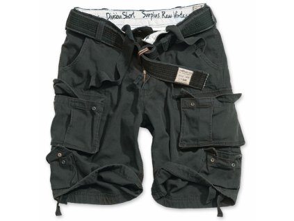 Surplus DIVISION SHORTS black washed pánske šortky