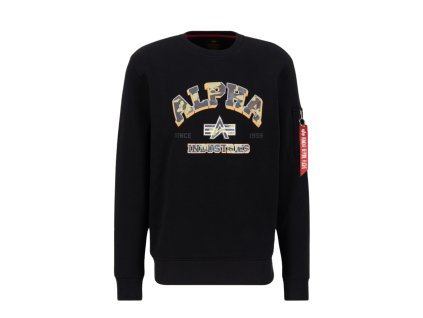 Alpha Industries mikina pánska COLLEGE CAMO Sweater black 1
