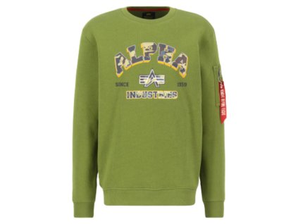 Alpha Industries mikina pánska COLLEGE CAMO Sweater moss green 1