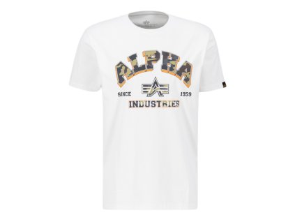 Alpha Industries tričko pánske COLLEGE CAMO T white 1