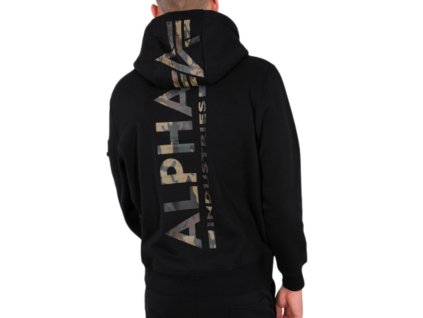 Alpha Industries Back Print Hoody pánska mikina black woodland