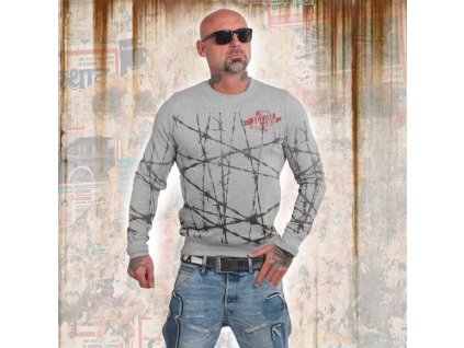 Yakuza mikina pánska BARBWIRE PB 14011 light grey melang