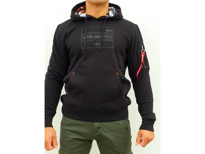 Alpha Industries 2TONE RUBBER Hoody black pánska mikina