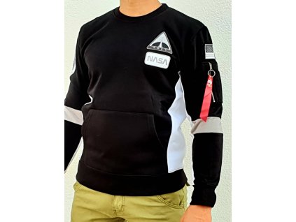 Alpha Industries SPACE CAMP Sweater Black mikina pánska