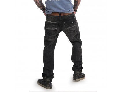 Yakuza pánske jeansy BIKER FLAP STRAIGHT JEANS CPB 14083 black vintage