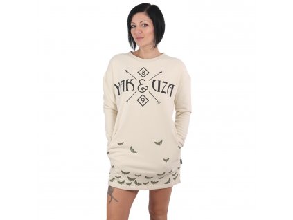 Yakuza dámska dlhá mikina - šaty GKB 15106 bone white