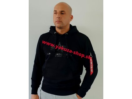 Alpha Industries Vinyl Logo Hoody pánska mikina black