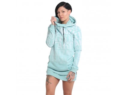 Yakuza dámska dlhá mikina - šaty GKB 15104 turquoise melange