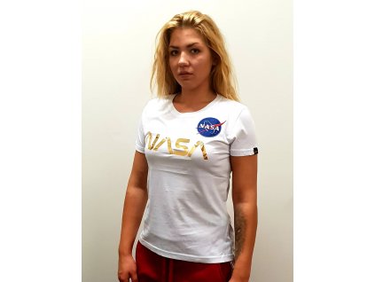 Alpha Industries NASA PM T Wmn White/Gold dámske tričko​​​​​​​