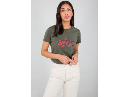 Alpha Industries FLOCK FLOWER T Wmn dark olive dámske tričko e