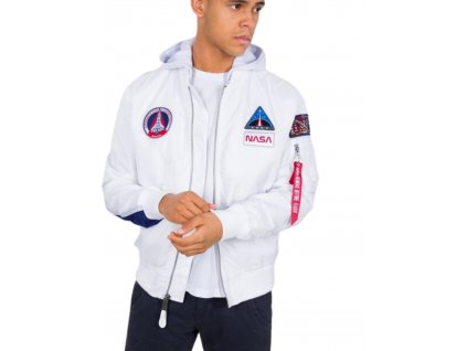 Alpha Industries MA 1 TT Hood NASA bunda pánska white h