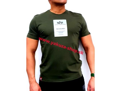 Alpha Industries REFLECTIVE LABEL T dark olive pánske tričko