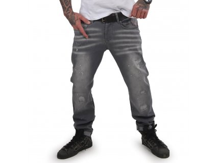 Yakuza pánske jeansy DESTROYER STRAIGHT JEANS CPB 15044 grey havoc