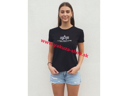 Alpha Industries New Basic T Wmn Alpha Industries New Basic T Wmn Foil Print Black Metal dámske tričko a