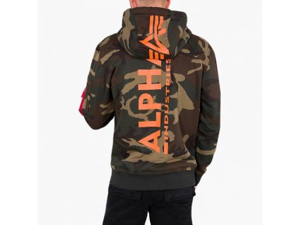 Alpha Industries Back Print Hoody pánska mikina woodl camo