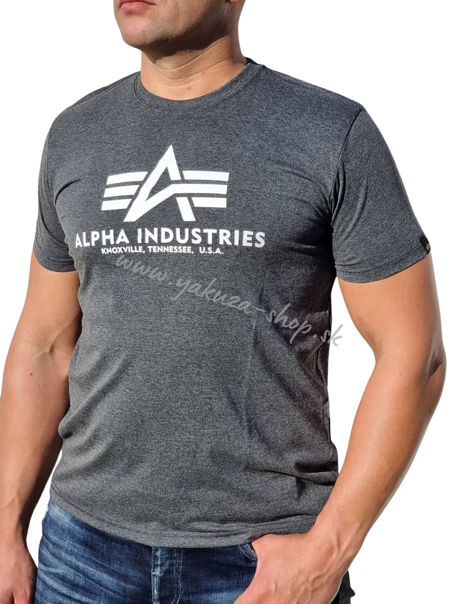Alpha Industries Basic T Shirt Charcoal Heather tričko pánske Farba: šedá, Veľkosti pánske: S