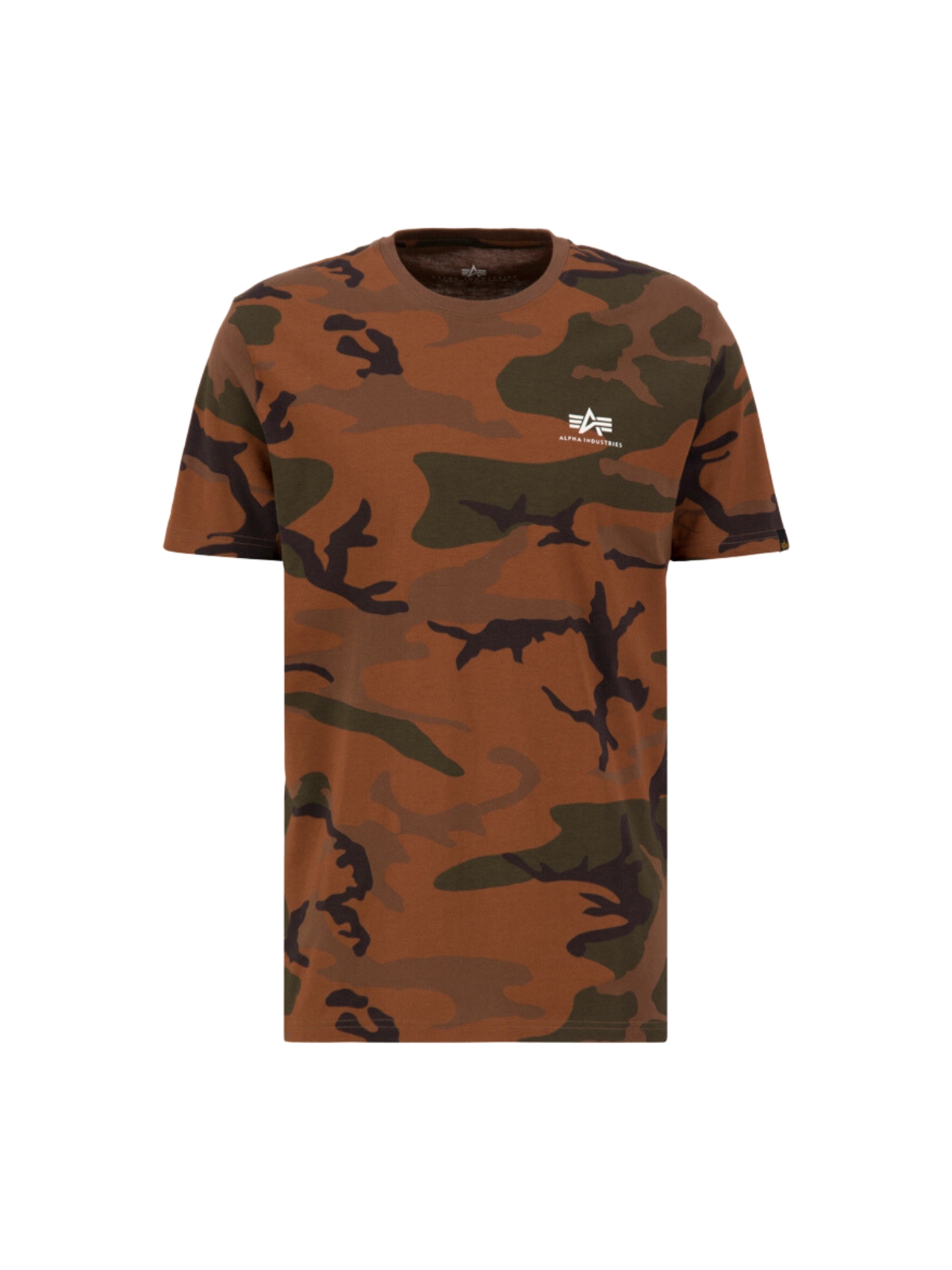 Alpha Industries Basic T Small logo Camo tričko pánske burned camo Farba: zelený a hnedý maskáč, Veľkosti pánske: L