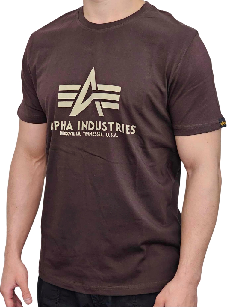 Alpha Industries Basic T Shirt Hunter Brown tričko pánske Veľkosť: S, Farba: hnedá, piesková
