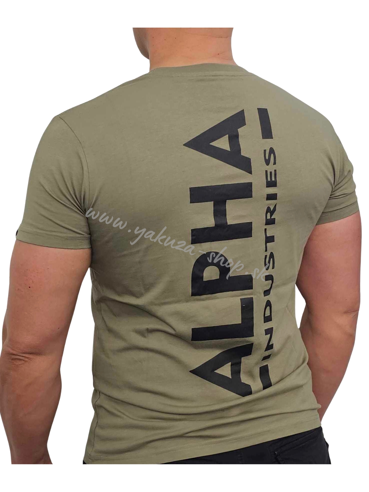 Alpha Industries BACKPRINT T olive/black tričko pánske Farba: zelená, Veľkosti pánske: L