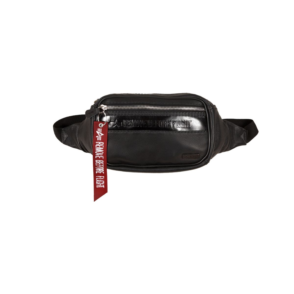 Alpha Industries RBF LEATHER WAIST BAG black kožená ľadvinka-taška Farba: čierna