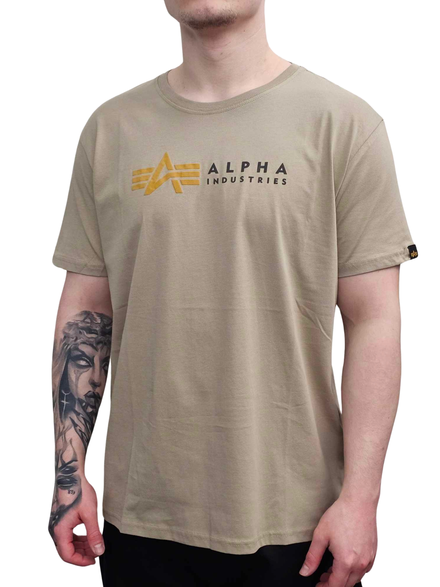 Alpha Industries Alpha Label T PP tričko pánske vintage sand Veľkosť: M, Farba: hnedá, piesková