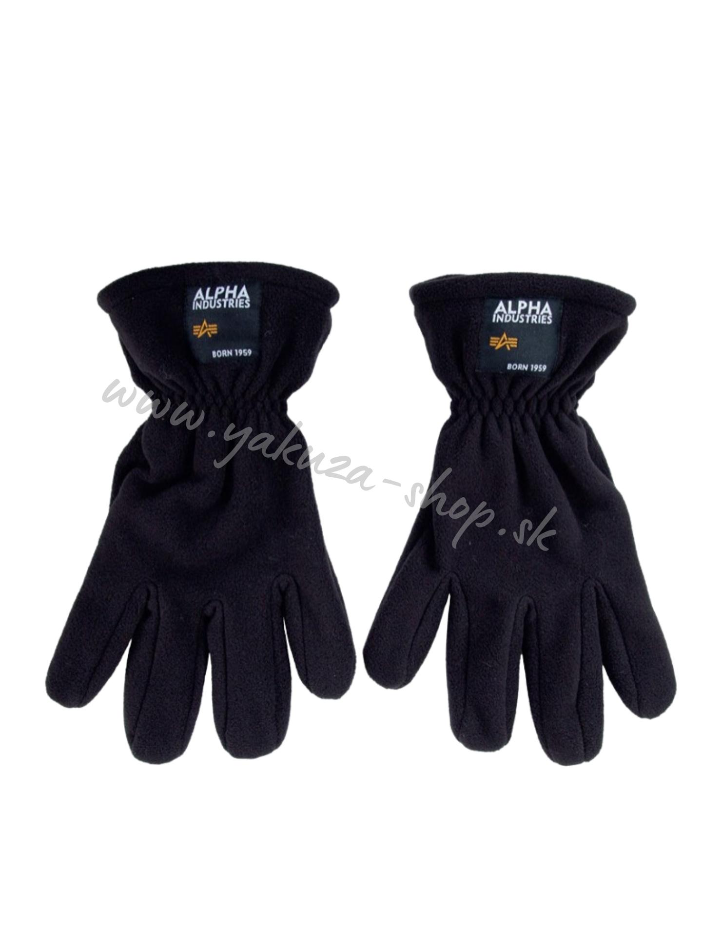 Alpha Industries rukavice LABEL FLEECE GLOVES black Veľkosť: S/M, Farba: čierna