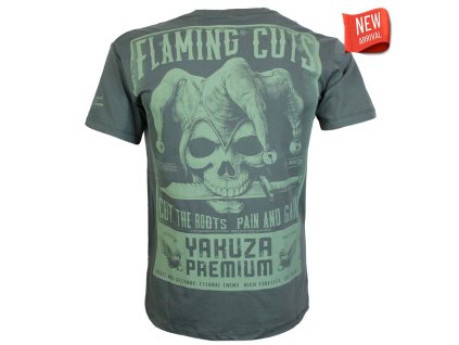 tričko pánské Yakuza Premium 3916 Flaming Cuts grey olive 6