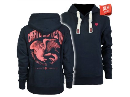 dámská mikina Yakuza Premium 3936 Create and destroy modrá s kapucí 1