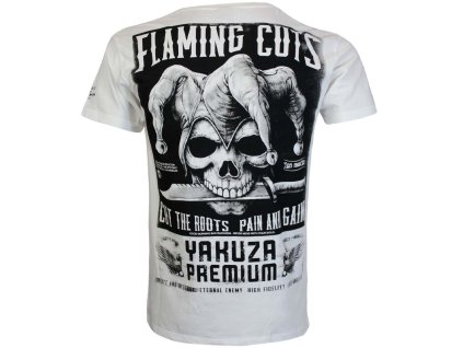 tričko pánské Yakuza Premium 3916 Flaming Cuts bílé 2