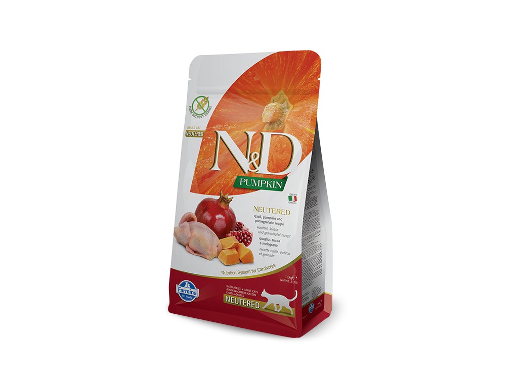 Farmina N&D cat PUMPKIN (GF) adult, neutered, quail & pomegranate 1,5 kg