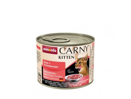 CARNY Kitten hovädzie a morčacie srdiečka 200g