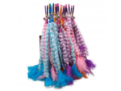 Hračka MAGIC CAT prut bavlna s pierkami 45 cm