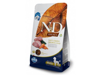 Farmina N&D dog BROWN (GF) adult mini, spirulina & carrot, lamb 2 kg